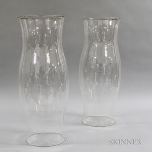 Pair of Large Colorless Glass Hurricane Shades