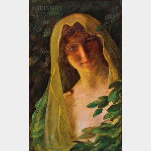 Charles Courtney Curran (American, 1861-1942) Woman in a Veil