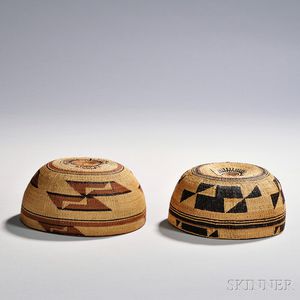 Two Northern California Twined Basketry Hats