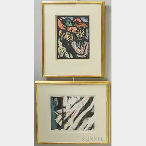 Two Framed Prints: Miron Sima (Russian, 1902-1999),Jews in the Synagogue