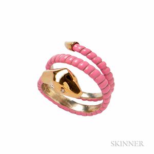 Pink Enamel Snake Ring