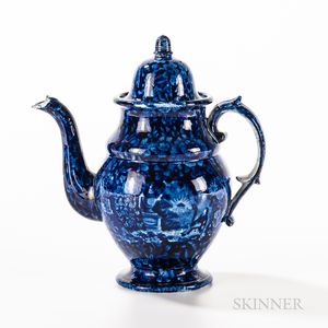Staffordshire Historical Blue Transfer-decorated "Franklin's Tomb" Coffeepot