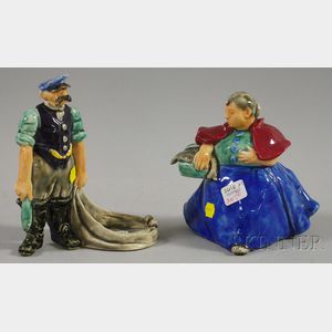 Two American Folk Art Ceramic Figures
