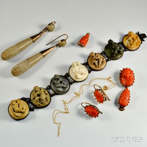 Group of Lava and Coral Jewelry