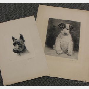 Curt Meyer-Eberhardt (German, 1895-1957) Lot of Two Unmatted Dog Etchings.