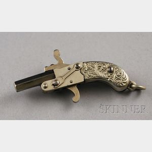 Small Austrian Silver and Silver Plated Mechanical Pistol Charm