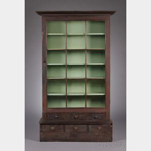 Brown-painted and Glazed Walnut Cabinet