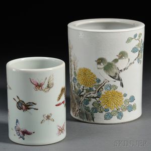 Two Porcelain Brush Pots