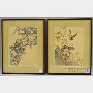 Two Framed Japanese Woodblock Bird Prints