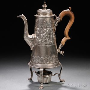 Victorian Sterling Silver Coffeepot and Associated Warming Stand