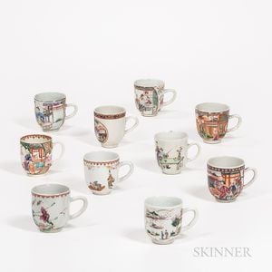Ten Famille Rose Export Teacups
