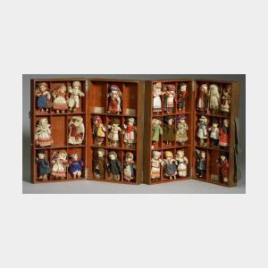 Boxed Set of Small Papier-mache Dolls in Russian Costumes