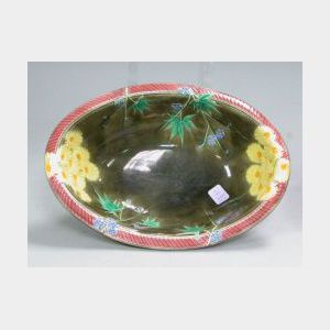 Wedgwood Floral Majolica Oval Bowl.