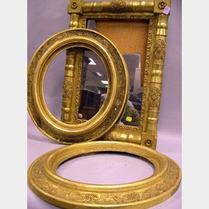 Giltwood Split Baluster Mirror and a Pair of Oval Giltwood Frames.