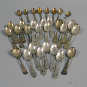 Group of Mostly Sterling Silver Teaspoons and Demitasse Spoons