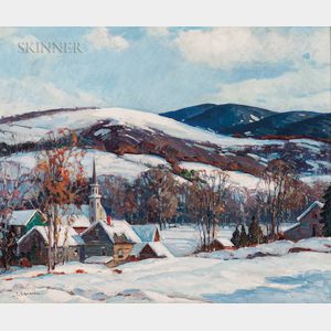 Camillo Adriani (American, 20th Century) Mountain Village in Snow