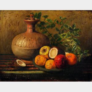 American School, 19th/20th Century Still Life with Fruit and Jug