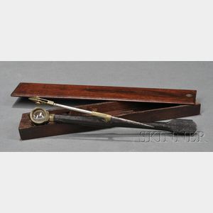 Boxed Brass and Wood Compass Microscope