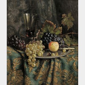 Willy Hanft (German, 1888-1987) Still Life with Fruit and Wine