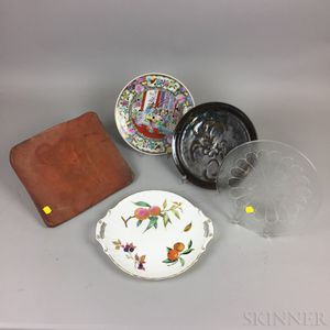 Five Modern Ceramic and Glass Serving Dishes. 
