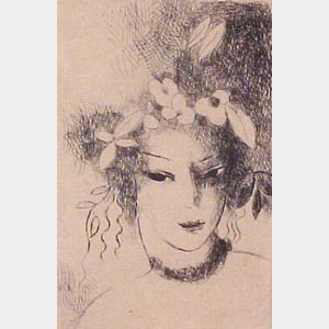 Marie Laurencin (French, 1883-1956) Jeune Fille Couonnee de Fleurs