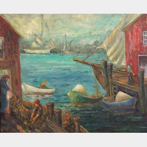 Vincent Gerbino (American, 20th Century) Harbor Scene.