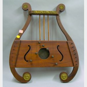 Classically Decorated Wood and Brass Door Harp