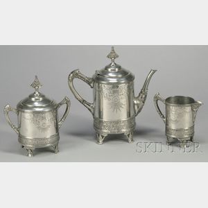 Meriden Three-piece Aesthetic Silver Plated Tea Set