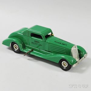 Marx Pressed Steel Green-painted Wind-up "Siren" Police Car