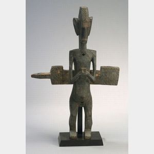 African Carved Wood Male Ancestor Figure