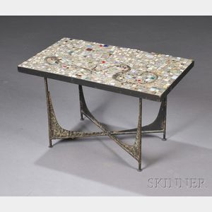 Mid-Century Handmade Mosaic Tile-top Table