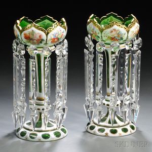 Pair of Bohemian Overlay Glass Girandoles