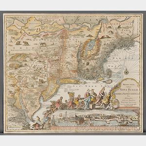 New England, New York, and New Jersey. Matthias Seutter (1678-1757) Recens Edita Totius Novi Belgii in America Septentriona