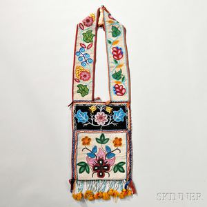 Ojibwe Beaded Cloth Bandolier Bag