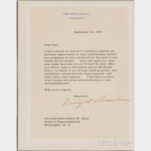 Eisenhower, Dwight D. (1890-1969) Typed Letter Signed, 14 September 1956.