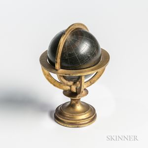 19th Century Miniature Brass and Wooden Globe