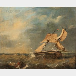 French School, 19th Century Ship in Stormy Seas