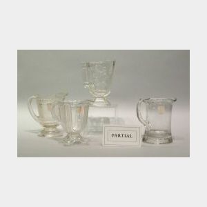 Twenty Assorted Colorless Pressed Pattern Glass Creamers.