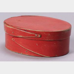Red-Painted Shaker Covered Oval Box
