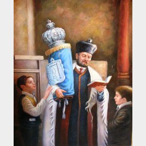 Two Framed Judaica Related Oil on Panel