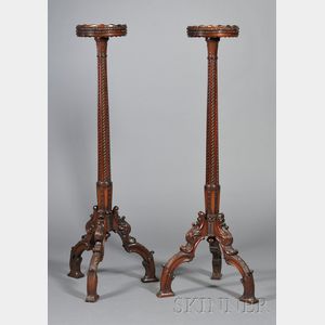 Pair of Louis XV-style Carved Mahogany Hall Stands
