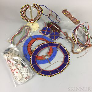 Group African Beadwork Necklaces and Ornaments. 