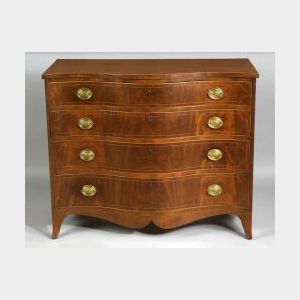 Federal Mahogany Veneered and Inlaid Serpentine Chest of Drawers