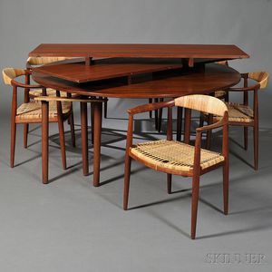 Hans Wegner (1914-2007) Dining Table and Six Round Dining Chairs