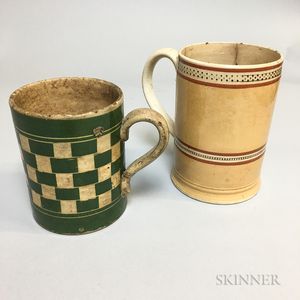 Two Engine-turned and Slip-decorated Mugs