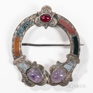 Scottish Agate and Silver Brooch