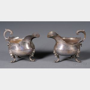 Pair of Jones, Shreve, Brown & Co. Coin Silver Sauce Boats