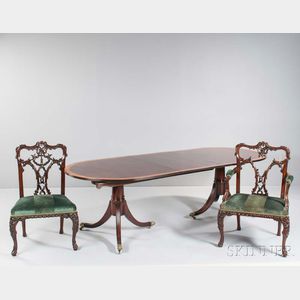 Georgian Mahogany Dining Table with Seven Chairs