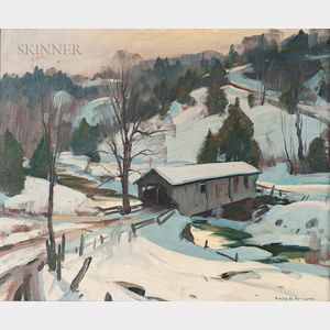 Emile Albert Gruppé (American, 1896-1978) Covered Bridge, Winter