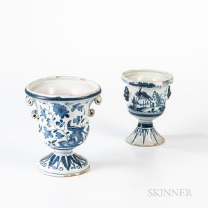 Two Tin-glazed Earthenware Flower Urns